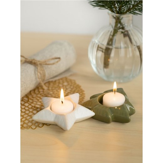 Sinsay - Zestaw świątecznych świeczników ceramicznych w kształcie gwiazdki i choinki 2 pack - wielobarwny ze sklepu Sinsay w kategorii Dekoracje bożonarodzeniowe - zdjęcie 187229621