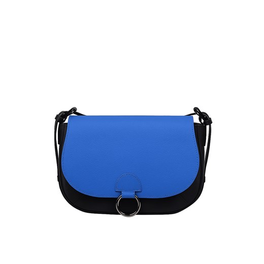 czarna torebka damska skórzana  na ramię  z wymienną niebieską klapą ze sklepu Słoń Torbalski w kategorii Listonoszki - zdjęcie 187234341