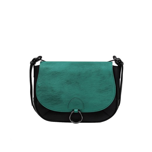 czarna torebka damska skórzana  na ramię  z wymienną zieloną klapą Li ze sklepu Słoń Torbalski w kategorii Listonoszki - zdjęcie 187234342