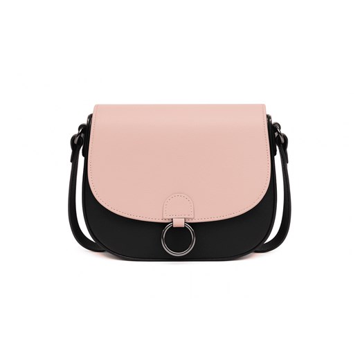 czarna torebka damska skórzana  na ramię  z wymienną jasno-różową kla ze sklepu Słoń Torbalski w kategorii Listonoszki - zdjęcie 187234344