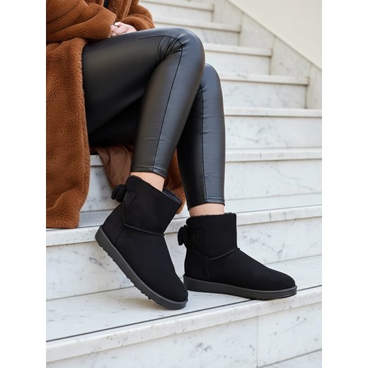 Damskie Botki Aurelia w Czarnym Kolorze na Płaskim Obcasie ze sklepu royalfashion.pl w kategorii Śniegowce damskie - zdjęcie 187234360