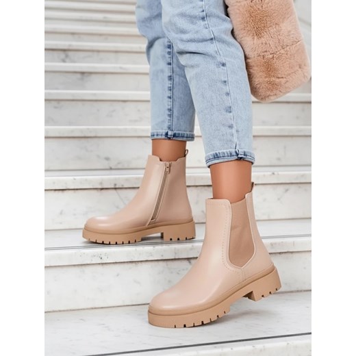 Royalfashion Botki damskie eko skórzane Dovivas ze sklepu royalfashion.pl w kategorii Botki - zdjęcie 187234363