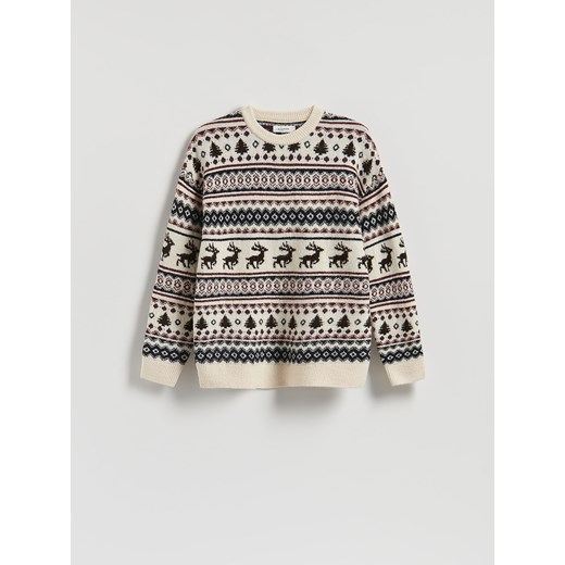 Reserved - Sweter ze świątecznym motywem - wielobarwny - id: 167HI-MLC - marki Reserved - 187234474 Reserved - Sweter ze świątecznym motywem - wielobarwny ze sklepu Reserved w kategorii Swetry męskie - zdjęcie 187234474