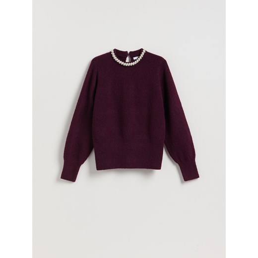 Reserved - Sweter z aplikacją - ciemnofioletowy ze sklepu Reserved w kategorii Swetry damskie - zdjęcie 187235143