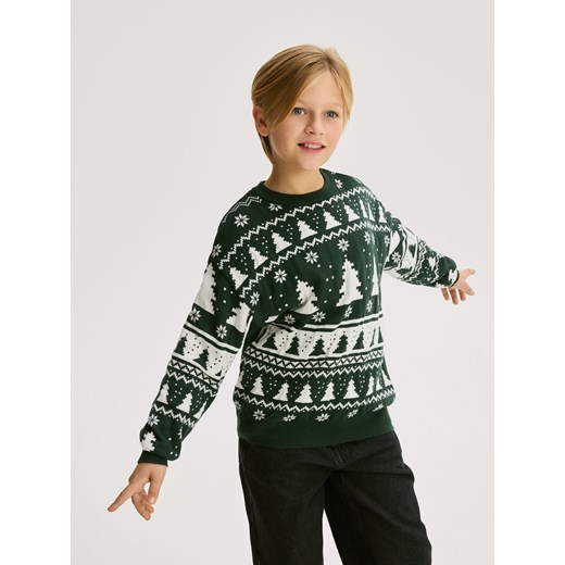 Reserved - Sweter ze wzorem - zielony ze sklepu Reserved w kategorii Bluzy chłopięce - zdjęcie 187235363