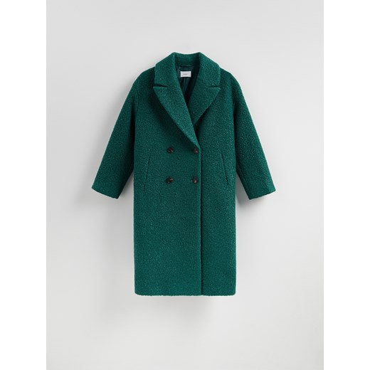 Reserved - Dwurzędowy płaszcz oversize - morski ze sklepu Reserved w kategorii Płaszcze damskie - zdjęcie 187235493