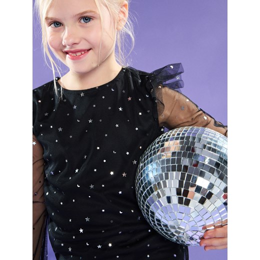 Sinsay - Elegancka bluzka z połyskującymi aplikacjami - czarny Sinsay 140 (9-10 l) Sinsay