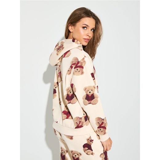Sinsay - Bluza hoodie ze wzorem - kremowy ze sklepu Sinsay w kategorii Bluzy damskie - zdjęcie 187236312