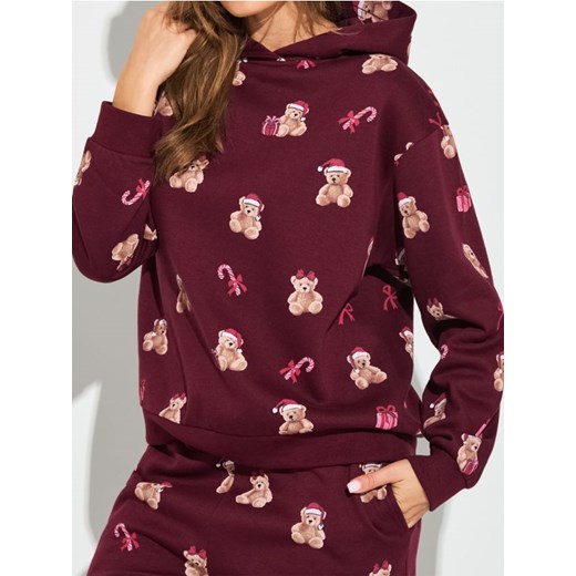 Sinsay - Bluza hoodie ze wzorem - bordowy - id: 895HB-83X - marki Sinsay - 187236313 Sinsay - Bluza hoodie ze wzorem - bordowy ze sklepu Sinsay w kategorii Bluzy damskie - zdjęcie 187236313
