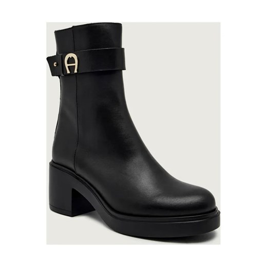 Aigner Skórzane botki na słupku NORA 2A - id: AN255W000004001 - marki Aigner - 187236544 Aigner Skórzane botki na słupku NORA 2A ze sklepu Gomez Fashion Store w kategorii Botki - zdjęcie 187236544