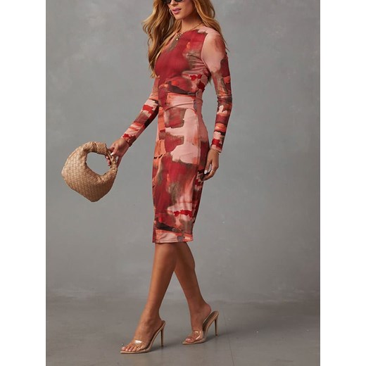 LA Angels Sukienka w kolorze czerwono-jasnoróżowo-jasnobrązowym La Angels XL wyprzedaż Limango Polska