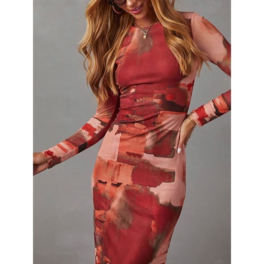 LA Angels Sukienka w kolorze czerwono-jasnoróżowo-jasnobrązowym La Angels XL okazja Limango Polska