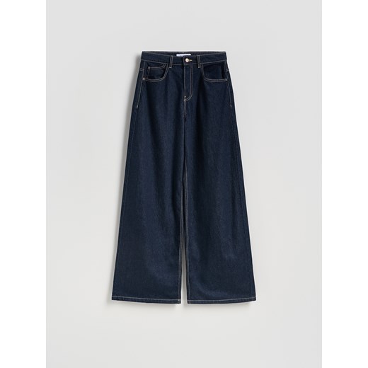 Reserved - Jeansy wide leg - granatowy ze sklepu Reserved w kategorii Jeansy damskie - zdjęcie 187238224