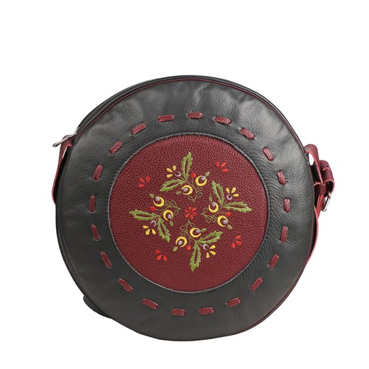 czarno bordowa torebka skórzana na ramię ze sklepu Słoń Torbalski w kategorii Listonoszki - zdjęcie 187238893