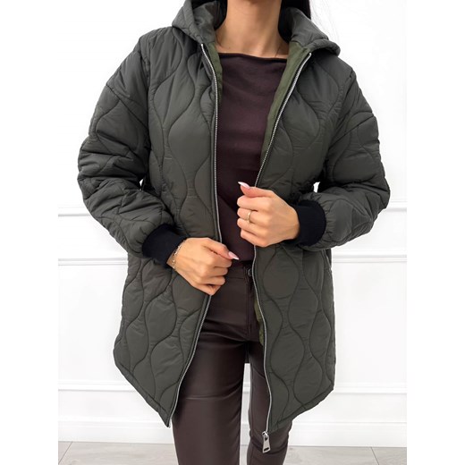 Khaki Pikowana Kurtka z Kapturem Modnakiecka.pl 38 ModnaKiecka.pl