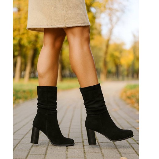 Czarne eleganckie botki na obcasie /C5-1 18410 W482/ ze sklepu Pantofelek24.pl w kategorii Botki - zdjęcie 187239943
