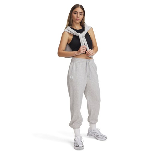 Damskie spodnie dresowe Under Armour UA Rival Terry Jogger - szare ze sklepu Sportstylestory.com w kategorii Spodnie damskie - zdjęcie 187240041
