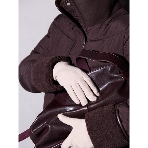 Mohito - Beżowe rękawiczki z wełną - beżowy ze sklepu Mohito w kategorii Rękawiczki damskie - zdjęcie 187240323