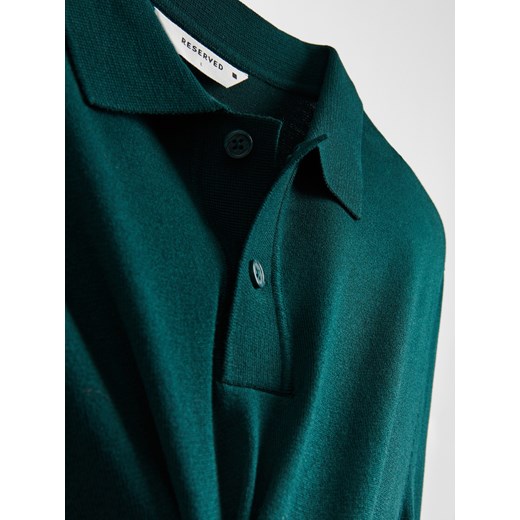 Reserved - Wiskozowy sweter polo - ciemnozielony Reserved L Reserved