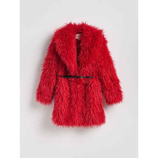 Reserved - Płaszcz z imitacji futra - czerwony - id: 140HI-33X - marki Reserved - 187240562 Reserved - Płaszcz z imitacji futra - czerwony ze sklepu Reserved w kategorii Futra damskie - zdjęcie 187240562