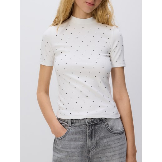 Reserved - T-shirt z aplikacją - biały ze sklepu Reserved w kategorii Bluzki damskie - zdjęcie 187240872