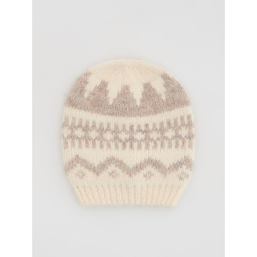 Reserved - Wzorzysta czapka beanie - kremowy Reserved ONE SIZE Reserved