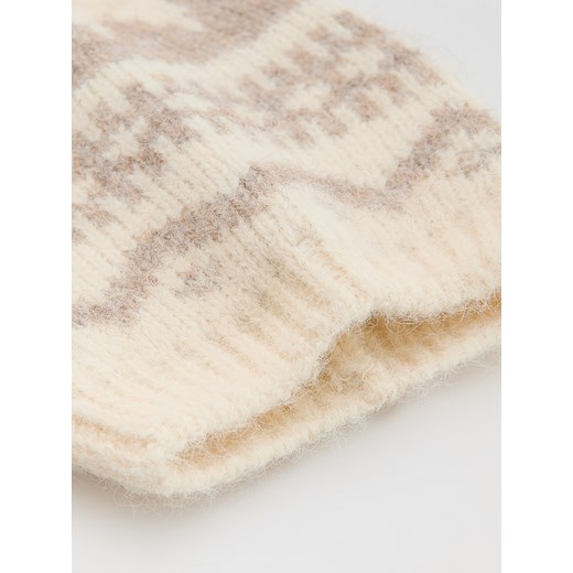Reserved - Wzorzysta czapka beanie - kremowy Reserved ONE SIZE Reserved