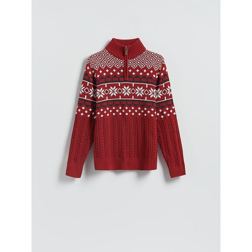 Reserved - Sweter ze świątecznym wzorem - czerwony - id: 948GC-33P - marki Reserved - 187241063 Reserved - Sweter ze świątecznym wzorem - czerwony ze sklepu Reserved w kategorii Swetry męskie - zdjęcie 187241063