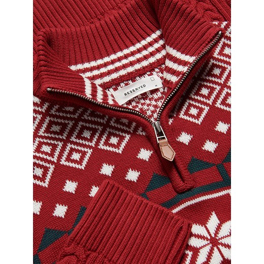 Reserved - Sweter ze świątecznym wzorem - czerwony Reserved M Reserved