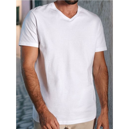 Sinsay - Koszulka basic z dekoltem w serek - biały ze sklepu Sinsay w kategorii T-shirty męskie - zdjęcie 187241482