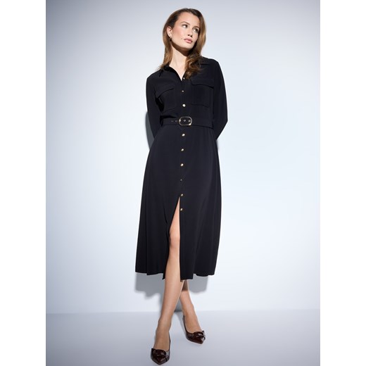 Mohito - Koszulowa czarna sukienka midi - czarny ze sklepu Mohito w kategorii Sukienki - zdjęcie 187241792