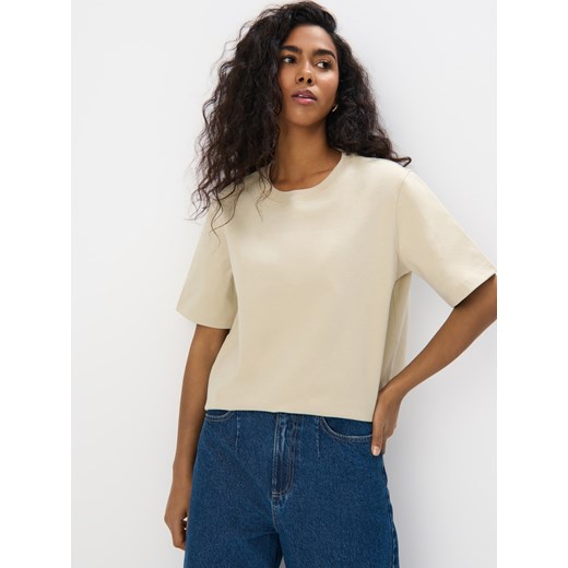 Mohito - Bawełniana koszulka - zielony ze sklepu Mohito w kategorii Bluzki damskie - zdjęcie 187242072