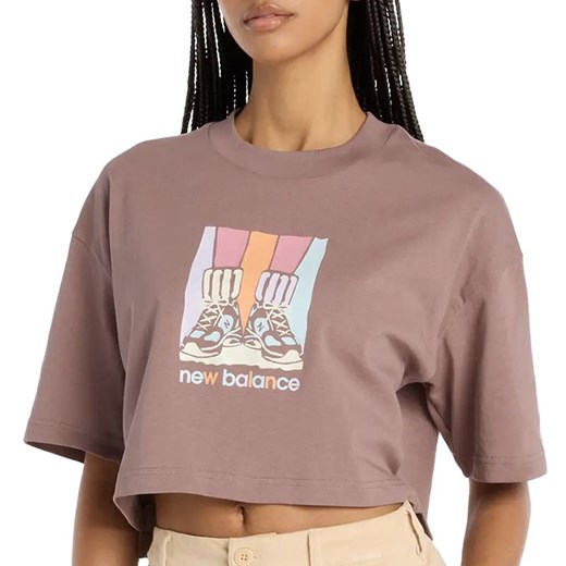 Koszulka damska New Balance WT53904EAS - brązowa ze sklepu streetstyle24.pl w kategorii Bluzki damskie - zdjęcie 187242774
