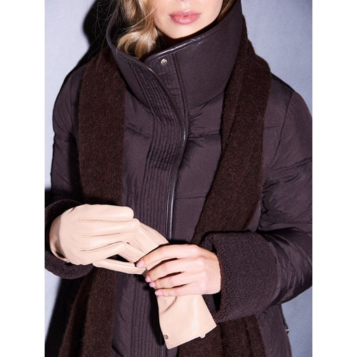 Mohito - Skórzane rękawiczki - beżowy ze sklepu Mohito w kategorii Rękawiczki damskie - zdjęcie 187243044