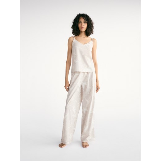 Reserved - Wzorzysta dwuczęściowa piżama - beżowy Reserved XS wyprzedaż Reserved