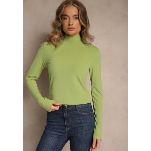 Zielona Casualowa Bluzka z Golfem Longsleeve Ralaia ze sklepu renee.pl w kategorii Bluzki damskie - zdjęcie 187244712