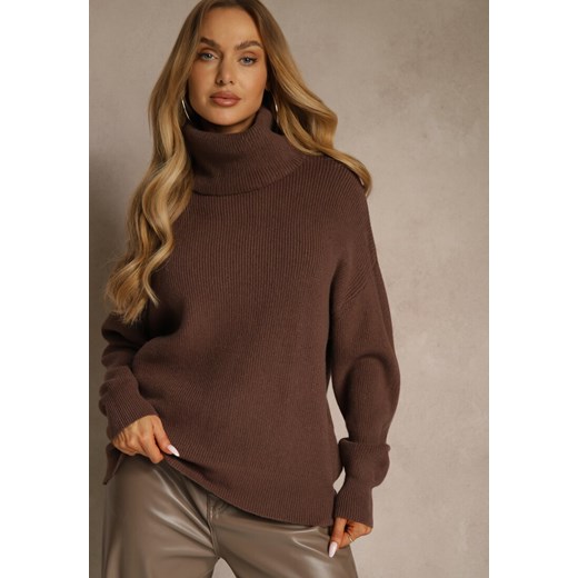 Brązowy Golf z Domieszką Wiskozy i Kaszmiru Azivara Renee ONE SIZE renee.pl