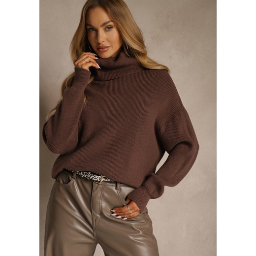 Brązowy Golf z Domieszką Wiskozy i Kaszmiru Azivara Renee ONE SIZE renee.pl