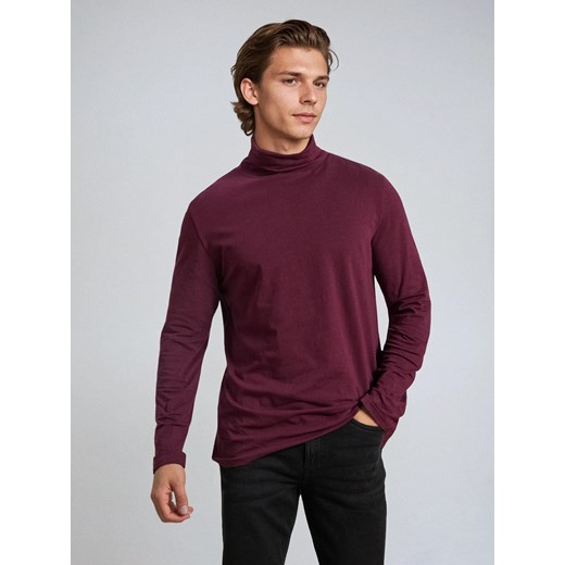 Sinsay - Bawełniany golf basic - bordowy Sinsay XL Sinsay