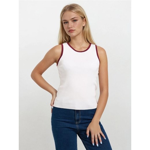 Sinsay - Bluzka bez rękawów - kremowy ze sklepu Sinsay w kategorii Bluzki damskie - zdjęcie 187246122