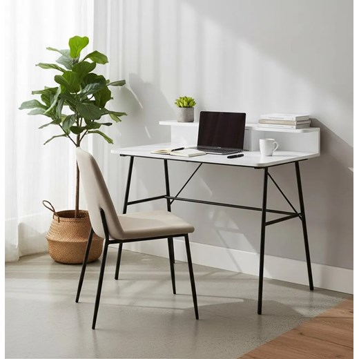 Białe drewniane biurko z nadstawką W3-N99 Elior Edinos.pl