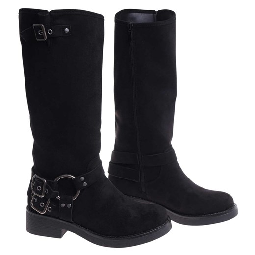 Czarne ocieplane kozaki oficeki /i6-2 h2 18408 G488/ - id: 33335 - marki Pantofelek24.pl - 187249332 Czarne ocieplane kozaki oficeki /i6-2 h2 18408 G488/ ze sklepu Pantofelek24.pl w kategorii Kozaki damskie - zdjęcie 187249332