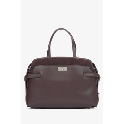 Estro: Ciemnobrązowa torebka damska typu tote ze skóry naturalnej - id: 15271225000284 - marki Estro - 187250140 Estro: Ciemnobrązowa torebka damska typu tote ze skóry naturalnej ze sklepu Estro w kategorii Torebki damskie - zdjęcie 187250140