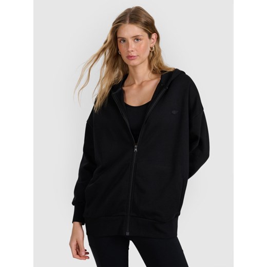 Damska bluza rozpinana z kapturem 4F 4FWAW25TSWSF1886 - czarna ze sklepu Sportstylestory.com w kategorii Bluzy damskie - zdjęcie 187250612