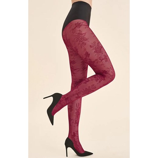 Rajstopy damskie w kwiatowy wzór bordowe Carmela 40 DEN, Kolor bordowy, Rozmiar 3, Gabriella ze sklepu Primodo w kategorii Rajstopy - zdjęcie 187250894