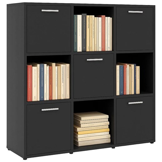 Czarny kwadratowy regał na książki E4-S08 - id: 53648 - marki Elior - 187253881 Czarny kwadratowy regał na książki E4-S08 ze sklepu Edinos.pl w kategorii Dom - zdjęcie 187253881