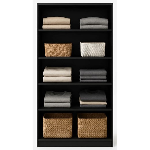 Czarny regał na ubrania z 5 półkami T2-S78 - id: 53650 - marki Elior - 187253890 Czarny regał na ubrania z 5 półkami T2-S78 ze sklepu Edinos.pl w kategorii Regały i witryny - zdjęcie 187253890