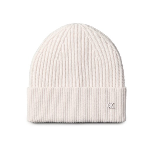 Calvin Klein Czapka Ck Metal Wool Beanie LV04D8032G Écru ze sklepu MODIVO w kategorii Czapki zimowe damskie - zdjęcie 187256644