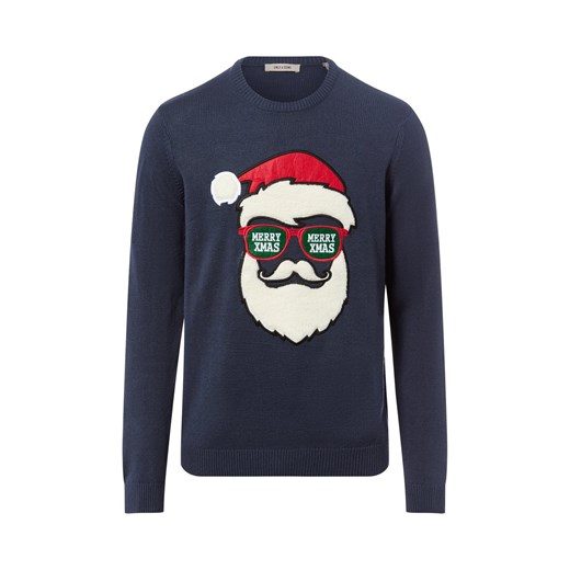 Only&Sons Męski sweter z dzianiny - ONSXmas Mężczyźni drobna dzianina granatowy wypukły wzór tkaniny - id: 781240-0001-09900 - marki Only & Sons - 187257452 Only&Sons Męski sweter z dzianiny - ONSXmas Mężczyźni drobna dzianina granatowy wypukły wzór tkaniny ze sklepu vangraaf w kategorii Swetry męskie - zdjęcie 187257452