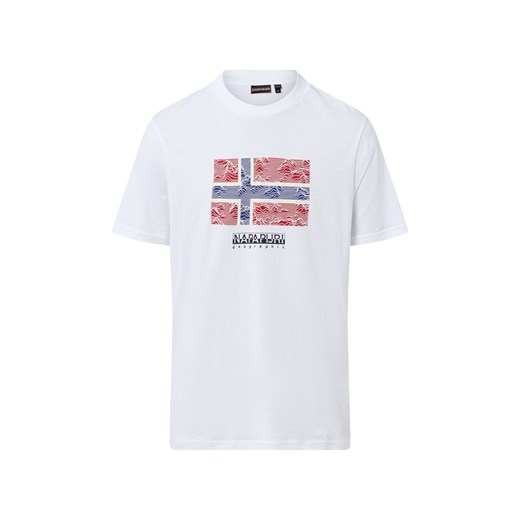 Napapijri Koszulka męska - Drapeau Mężczyźni Bawełna biały nadruk - id: 785586-0002-09900 - marki Napapijri - 187257461 Napapijri Koszulka męska - Drapeau Mężczyźni Bawełna biały nadruk ze sklepu vangraaf w kategorii Bluzki damskie - zdjęcie 187257461
